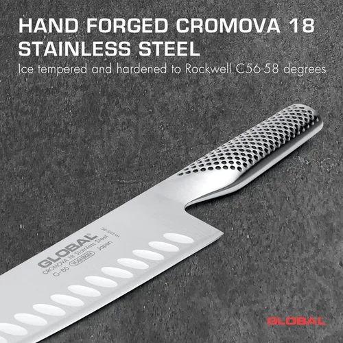 Miniatura 2 de Global Cuchillo Santoku de Filo Hueco de 7 pulgadas - Acero Inoxidable Japonés Ligero, Filo Afilado como Navaja, Fabricado en Japón, G-80