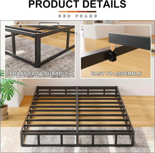 Miniatura 5 de EMODA Base de resorte para cama tamaño king de 9 pulgadas, base de colchón de metal resistente con funda de tela, capacidad máxima de peso de 3000