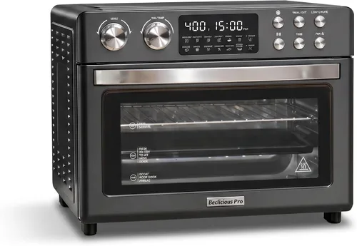 Combo de horno tostador con freidora de aire de 28 cuartos de galón, horno grande de encimera con convección HeatWave de última generación, cocción