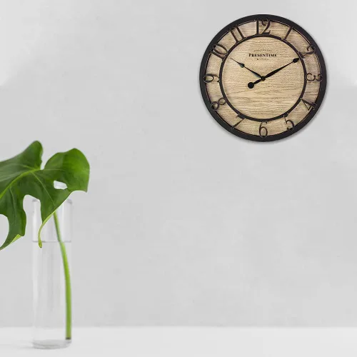 Miniatura 8 de Presentime & Co - Reloj de pared de la serie Farmhouse de 10 pulgadas, estilo cabaña, diseño vintage, bronce aceitado