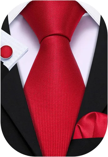 Miniatura 72 de Barry.Wang Juego de corbatas a cuadros para hombre con pañuelo gemelos de rayas clásicas