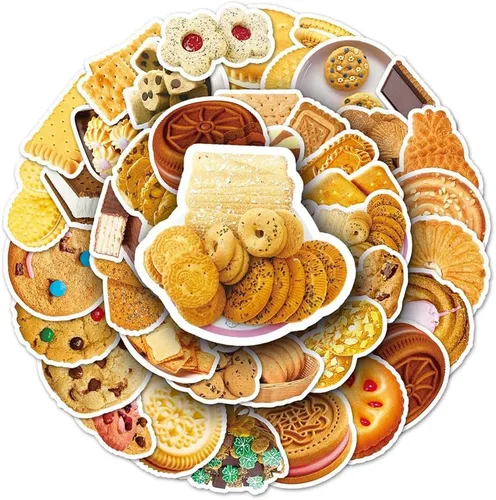 Miniatura 2 de Calcomanías de galletas 50 calcomanías de vinilo impermeables para botellas de agua, laptop, automóvil, equipaje, computadora, teléfono celular