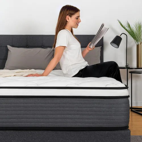 Miniatura 7 de Colchón King, Colchón Híbrido de 12 Pulgadas con Pillow Top en una Caja de Firmeza Media Sin Fibra de Vidrio, Espuma Viscoelástica Suave