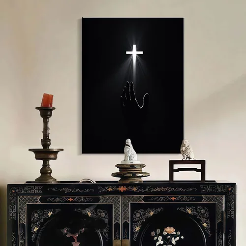 Miniatura 3 de Arte de pared cristiano enmarcado, póster de fe de redención, cruz y manos, impresión en lienzo en blanco y negro, pintura religiosa, imagen