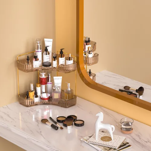 Miniatura 7 de GTI Organizador de maquillaje de 2 niveles, organizador de encimera de baño de gran capacidad, organizador de perfumes, cosméticos para el cuidado