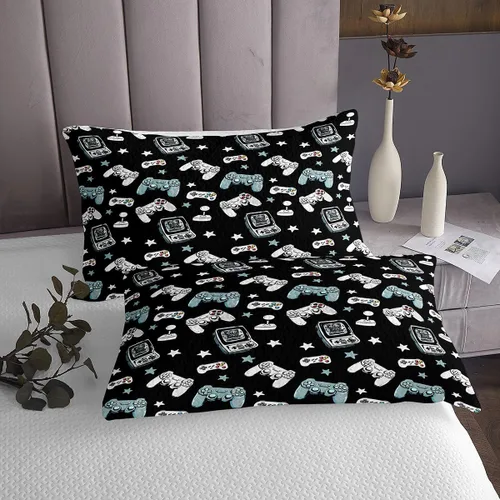 Miniatura 4 de Castle Fairy Gamepad Bedspread Quilt,Video Gaming Black Bedding Coverlet for All Season Bedroom,Kids Games Consoles Twin Size Coverlet Set with 1
