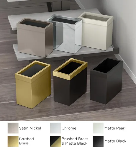 Miniatura 2 de Gatco Cubo de basura rectangular moderno, latón cepillado, cubo de basura de acero inoxidable con tapa extraíble, a prueba de fugas, capacidad de 3