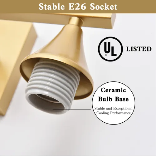 Miniatura 7 de Lámpara moderna de tocador de baño de 3 luces, lámparas de pared de vidrio de leche sobre el espejo, iluminación de tocador de oro cepillado