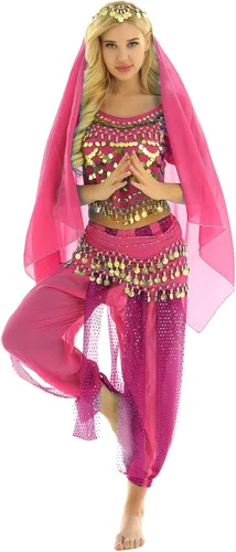 Miniatura 13 de TiaoBug Women's Belly Dancer India Dance Outfit Halloween Carnival Performance Costume