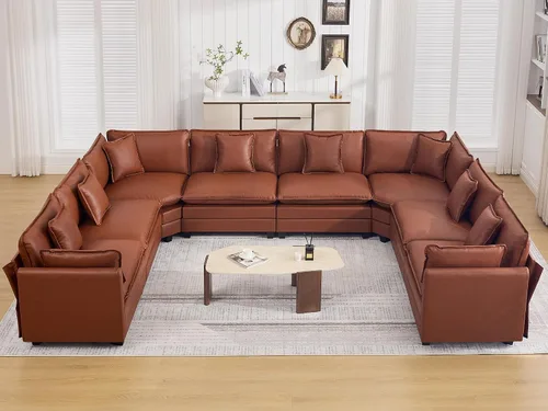 Miniatura 88 de Otomán de Sofá Moderno de Chenille Nube de 35'', Otomán Rectangular para Sofá Seccional Modular, Beige