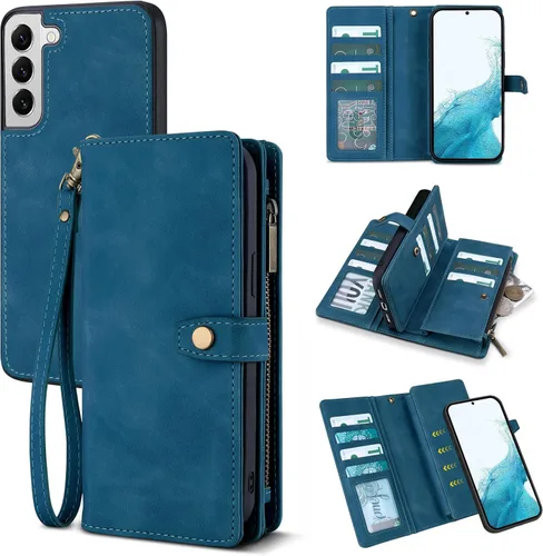 Miniatura 16 de TwoHead Funda tipo cartera para Samsung Galaxy S22 Ultra con tarjetero y funda magnética desmontable, funda de cuero con protección completa