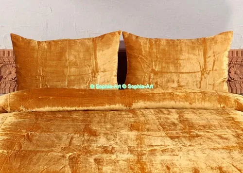 Miniatura 7 de Sophia-Art - Juego de 3 piezas de ropa de cama de terciopelo de rayón ultra lujo, funda de edredón boho de un solo color, funda de colcha