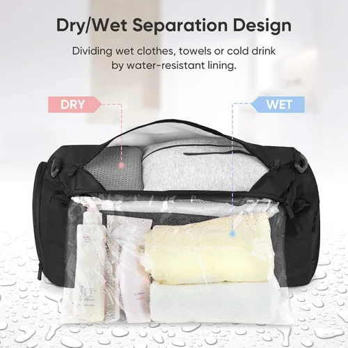 Miniatura 5 de BALEINE bolso de gimnasio para mujeres y hombres, pequeño bolso de lona impermeable y ligero para deportes, gimnasios y escapadas de fin de semana