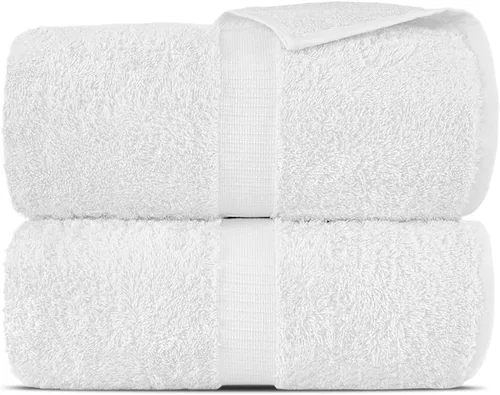 Miniatura 2 de Towel Bazaar Toallas Turcas de Algodón Premium Súper Suaves y Absorbentes (Juego de 2 Toallas de Baño Grandes, Blanco)
