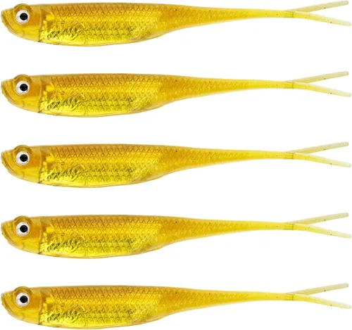 Miniatura 12 de QualyQualy 5 señuelos de pesca suaves de Swimbait, 6 unidades Jerk Shad Minnow Drop Shot Señuelo para Bass Bait Shad Señuelo suave Jerkbait para A-4#