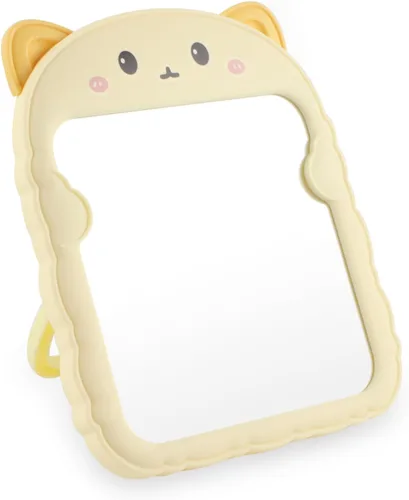 Miniatura 10 de TBWHL Bonito espejo de escritorio de dibujos animados con gato para escritorio, espejo de escritorio con soporte para niñas, niños, espejo colgante