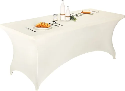 Miniatura 57 de LZY Cubierta de Mesa Elástica Ajustable de Spandex para Mesa Plegable de 6 pies, 4 pies o 8 pies, Mantel de Cóctel Rectangular, Perfecto para Champn