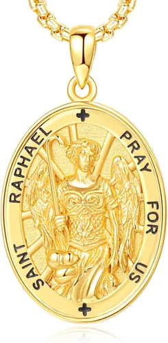 Miniatura 463 de Collar de plata de ley 925 con medalla de San Patrón, colgante de protección católica, amuleto, joyería religiosa para hombres y mujeres