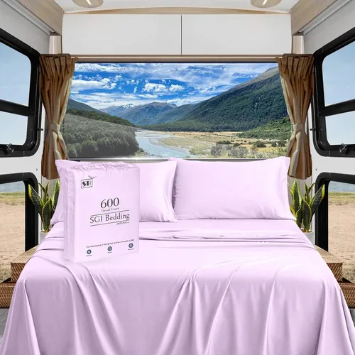 Miniatura 20 de SGI Bedding - Juego de sábanas de 600 hilos, 4 piezas, 100% de algodón egipcio, tamaño completo, juego de sábanas con bolsillo profundo de 38 cm