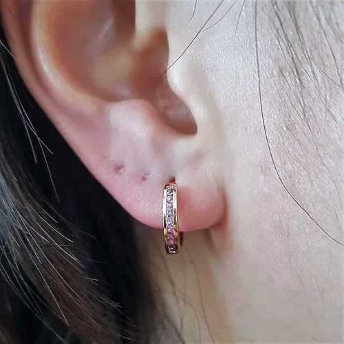 Miniatura 8 de Dazzlingrock Collection - Pendientes de aro pequeños de 14 quilates, oro rosa