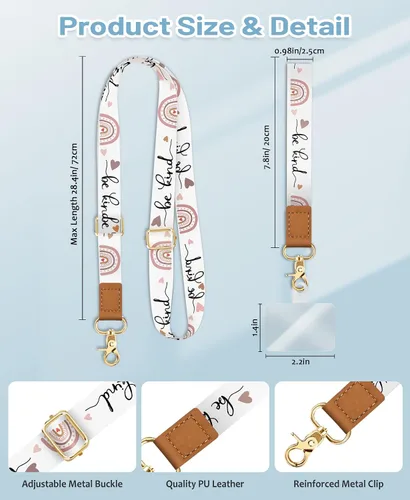 Miniatura 6 de Yonlevres Cordón para Teléfono con Correa de Muñeca Cruzada, Cordón para Teléfono Celular Be Kind para Alrededor del Cuello, Correa Ajustable