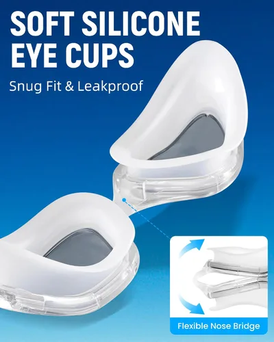 Miniatura 3 de Keary Gafas de natación para adultos para hombres y mujeres, gafas de natación para jóvenes, protección UV, antivaho, gafas de agua para piscina Gris