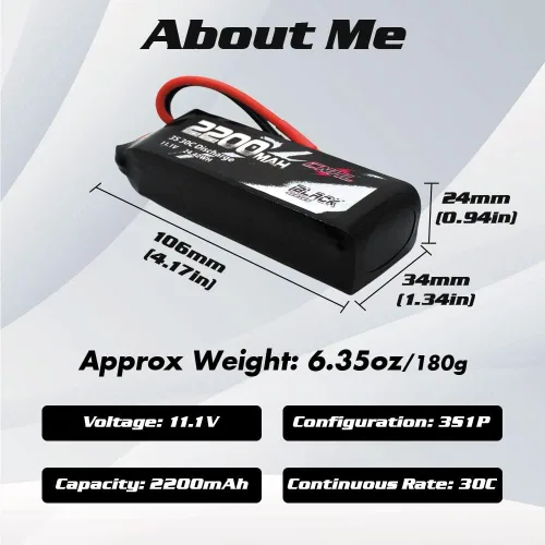 Miniatura 3 de CNHL 2200mAh 3S Lipo Batería 30C 11.1V con XT60 Plug para RC Avión Quadcopter Evader BX Coche Truggy Truck Barco