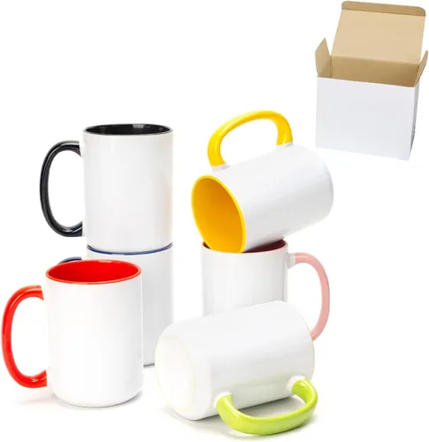 Miniatura 11 de Taza de café de cerámica de 15 onzas en caja de regalo blanca, 12 colores surtidos, caja de 12