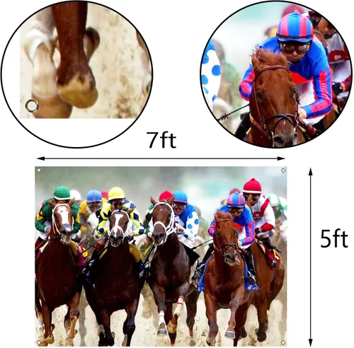 Miniatura 5 de Nepnuser Telón de fondo para cabina de fotos de Kentucky, 7 x 5 pies, Churchill Downs para carreras de caballos en interiores y exteriores, Derby