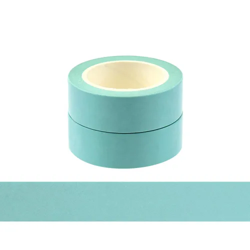 NatSumeBasics Cinta Washi Pastel Verde Menta Sólido, 2 unidades de 32 pies, cinta adhesiva decorativa autoadhesiva para decoración de embalajes,