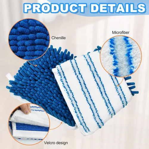 Miniatura 2 de Trapeadores de microfibra para limpieza de pisos, trapeador plano con 3 almohadillas reutilizables y mango extensible de 58 pulgadas de largo