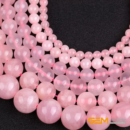 Miniatura 4 de GEM-Inside - Cuentas sueltas de cuarzo rosa de 0.157 pulgadas (0.157 in), cuentas redondas naturales para hacer joyas para adultos, 15 pulgadas