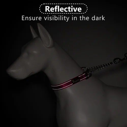 Miniatura 5 de Plutus Pet Martingale - Collar para perro con cadena de acero inoxidable y nailon reflectante, collar de entrenamiento ajustable sin tirones