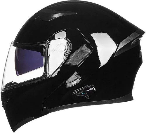 Miniatura 9 de ILM - Casco de motocicleta con Bluetooth, modular, abatible, de cara completa, doble visera, MP3, intercomunicador, radio FM, aprobado por el DOT