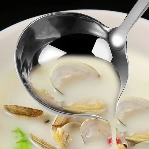 Miniatura 3 de Cucharón luminoso para sopa con boquilla de vertido, acero inoxidable 18/8 de alta calidad, cucharón de 12 pulgadas para servir, cocinar, enlatar