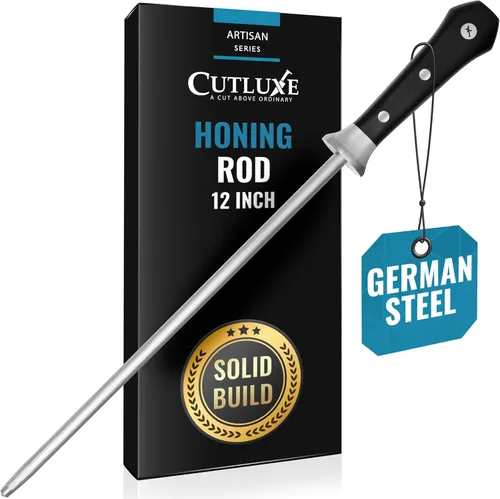 Cutluxe Varilla de Afilar, Acero de Afilado para Cuchillos de Cocina – Acero de Afilado de 12" – Diseño de Mango Ergonómico – Serie Artisan