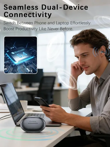 Miniatura 6 de M31 Auriculares inalámbricos de oreja abierta, con clip, ligeros, ajuste de 0.18 oz, control Omni Tap de gran alcance, sonido de 68 horas, Bluetooth