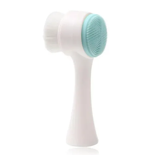 Cepillo facial de doble cara, cepillo de lavado facial de silicona vertical 3D, cepillo de limpieza facial 2 en 1, cepillo facial manual de doble