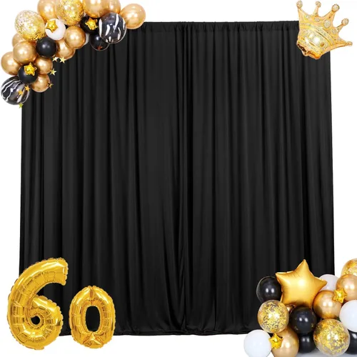 Miniatura 4 de AK Trading CO. Cortinas de telón de fondo de poliéster de 10 pies de ancho x 12 pies de largo con bolsillos para varillas - Cortinas para decoración