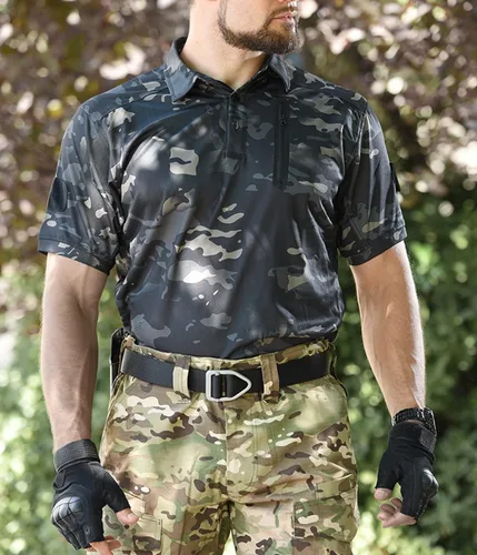 Miniatura 3 de HARGLESMAN Polo táctico de manga corta para hombre (S-3XL)