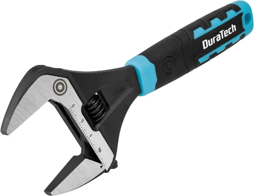Miniatura 10 de DURATECH Llave ajustable de 8 pulgadas, llave de fontanería de apertura de mandíbula ancha, acero CR-V, SAE y escala métrica marcada, agarre Negro