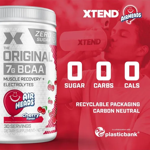 Miniatura 4 de Xtend Polvo Original BCAA, 7g de BCAAs y 2.5g de L-Glutamina para la Recuperación Muscular, Hidratación y Músculo Delgado, Bebida Sin Azúcar