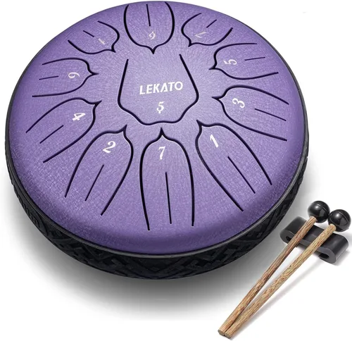 Miniatura 18 de LEKATO Tambor de lluvia para exteriores, tambor de lengüeta de acero de 6 pulgadas, 11 notas, carillón de lluvia de percusión para meditación, yoga