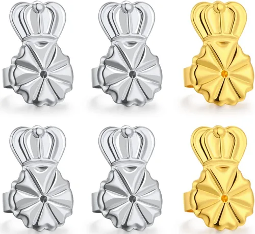 Miniatura 7 de Catinee 6 piezas de aretes para orejas caídas, ajustables, hipoalergénicos, seguros para aretes pesados (dorado)