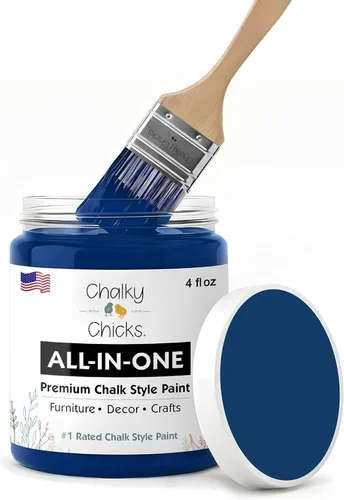 Chalky Chicks - Pintura mate a la tiza, no requiere lijado, 4 onzas líquidas, color azul marino (DC Blue), para muebles, pintura sin preparación,