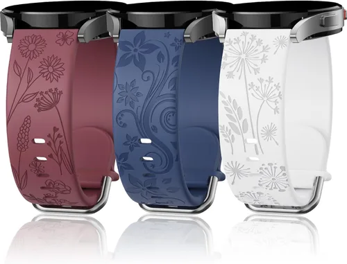 Miniatura 10 de Flower Engraved Bands Compatible with Samsung Galaxy Watch 7/ FE/ 6/5/ 4/ Active 2 40mm 44mm/ 5 Pro 45mm/ Watch 6/4 Classic 43mm 47mm 42mm 46mm, 3