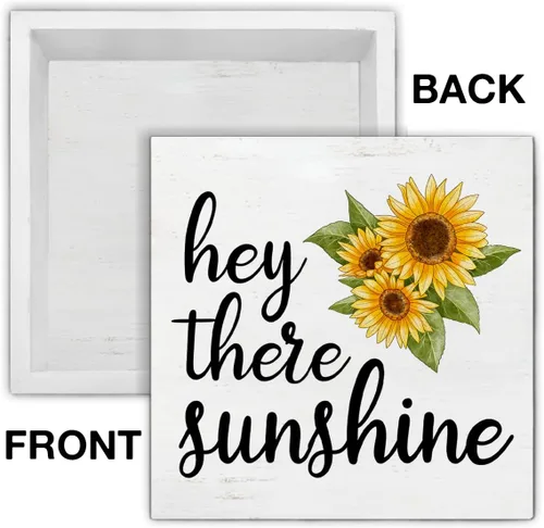 Miniatura 3 de Letrero de madera con diseño de girasol de granja, con texto en inglés "Hey There Sunshine", letrero decorativo de escritorio de verano, decoración