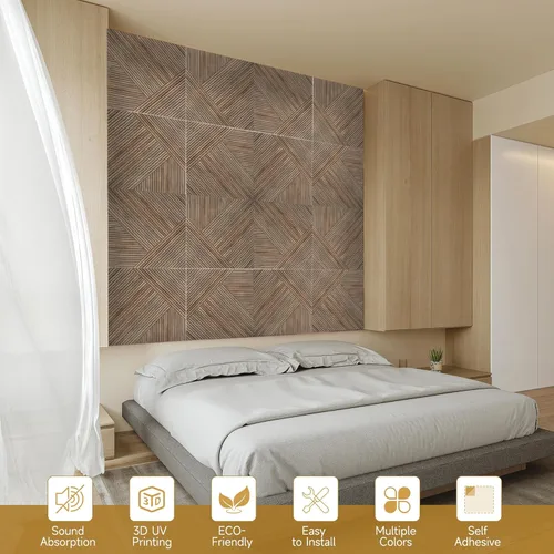 Miniatura 6 de Paneles acústicos de pared, paquete de 6 unidades de tamaño total de 72 x 48 pulgadas, paneles acústicos decorativos autoadhesivos para pared