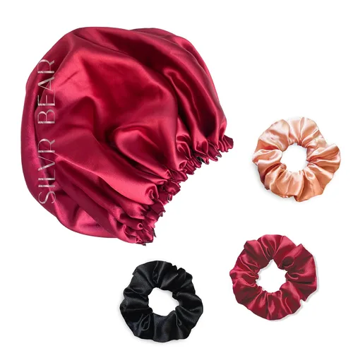 Miniatura 19 de Silvr Bear Paquete de 6 coleteros de satén de lujo, color negro, suaves, grandes para mujeres y niñas, bandas para el cabello grueso y rizado