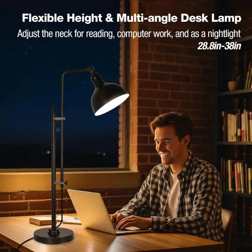 Miniatura 6 de PARTPHONER Lámpara de escritorio ajustable industrial para oficina en casa, lámpara de mesa de granja de 29 a 38 pulgadas, lámpara de escritorio